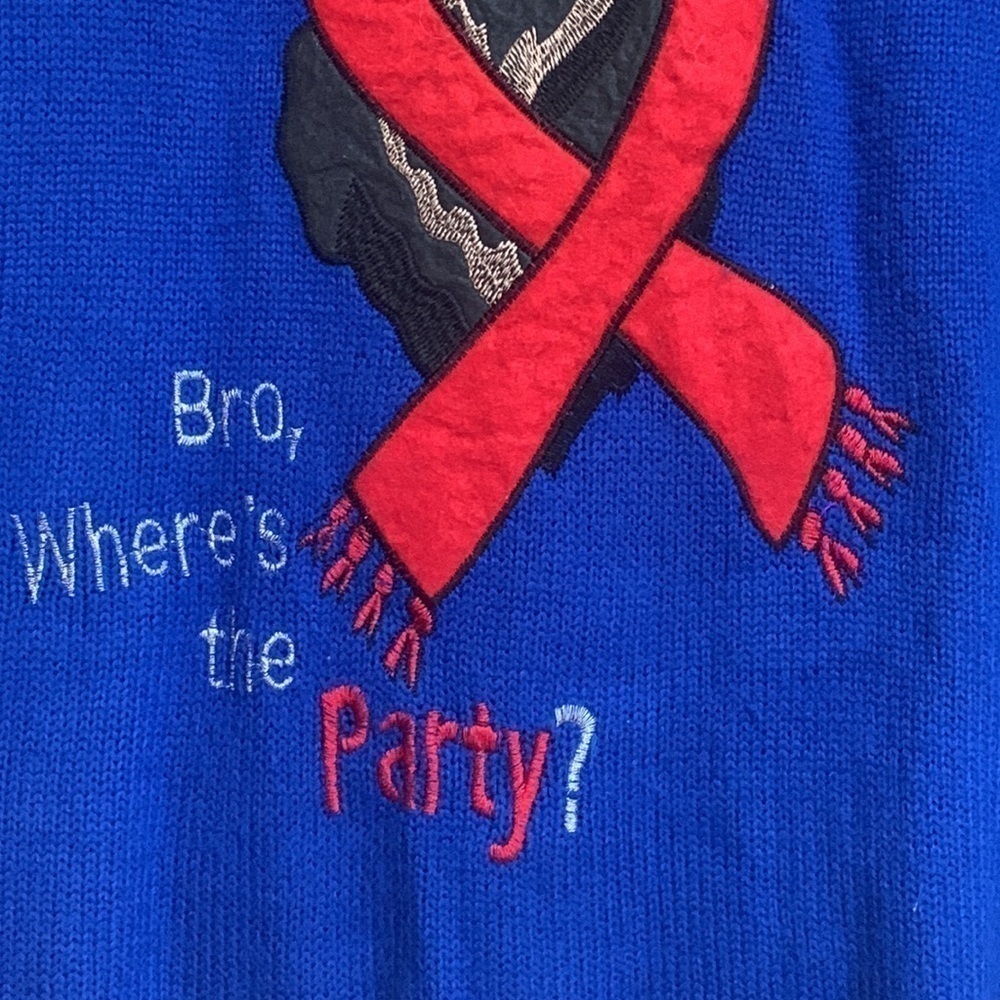 Jolly Sweaters | Blue “Bro Where’s The Party”Holiday Reindeer Unisex Sweater L - Picture 7 of 17